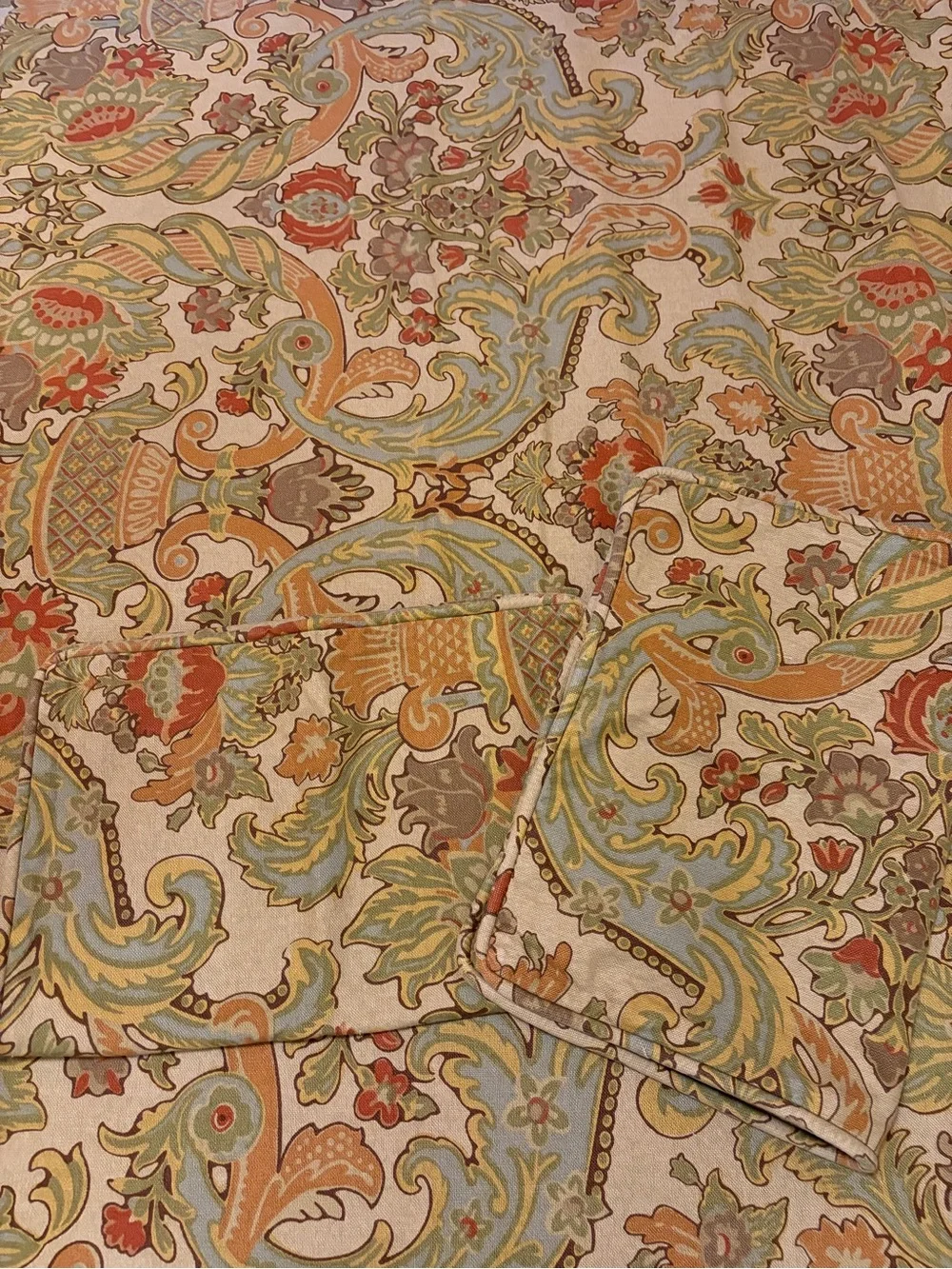 Pottery Barn Paisley Floral Duvet Cover in Cream, Green, Blue, Rust